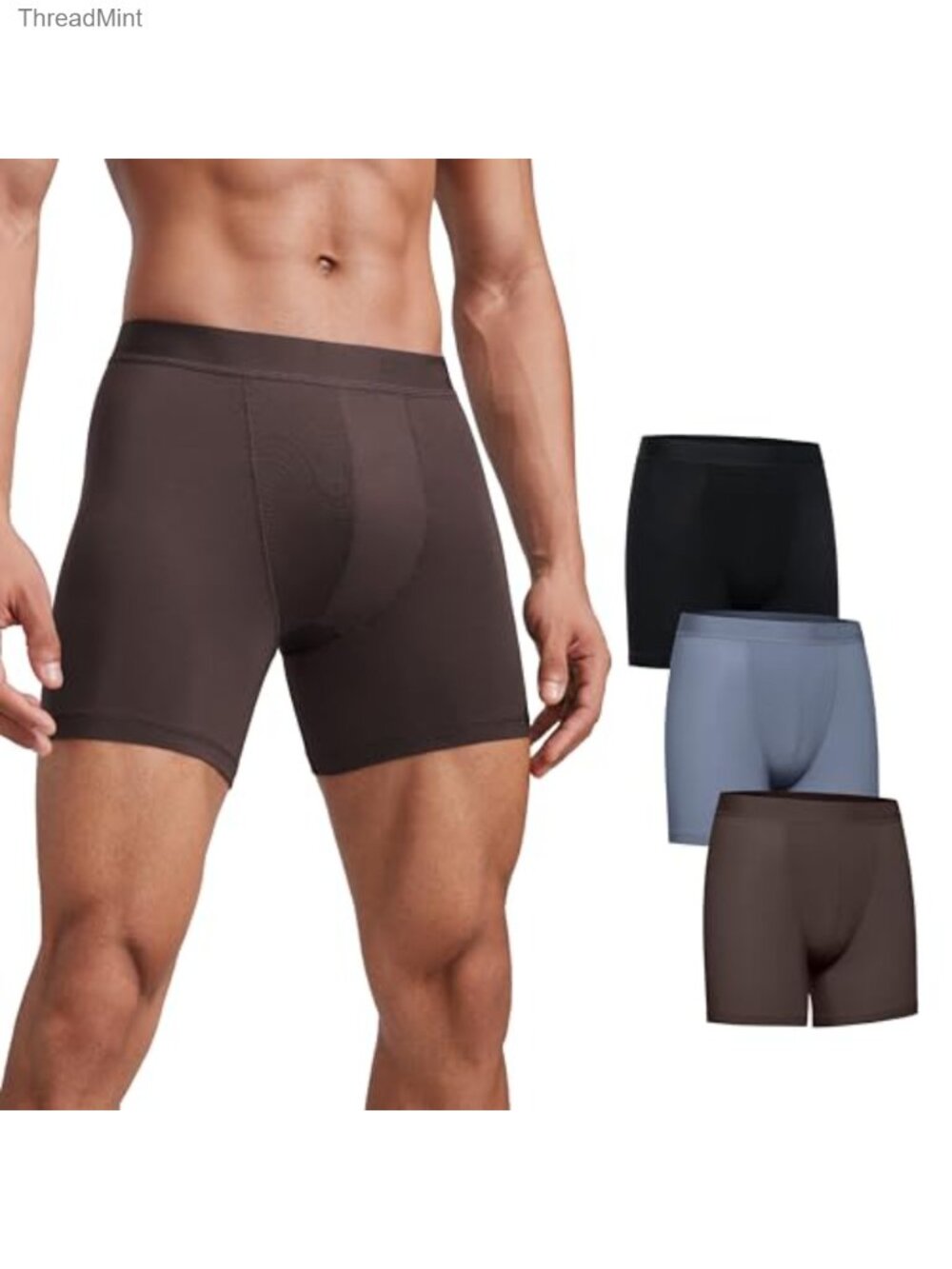 Ultra-Soft Modal Boxer Briefs 5" Inseam Moisture Wicking Stretch 3 Pack